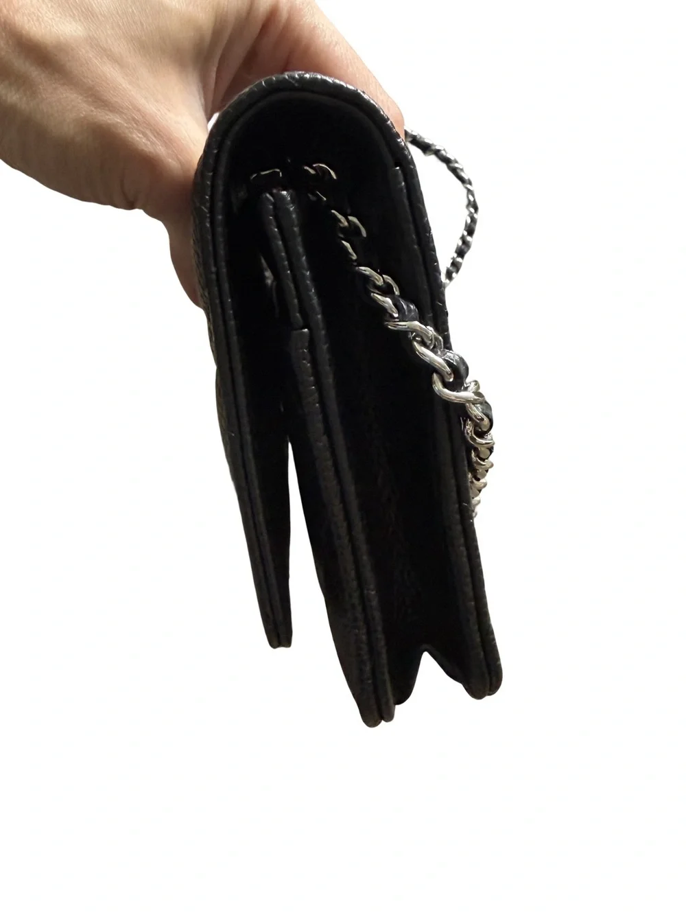 CHANEL Black Quilted Caviar Leather Crossbody with Silver Hardware